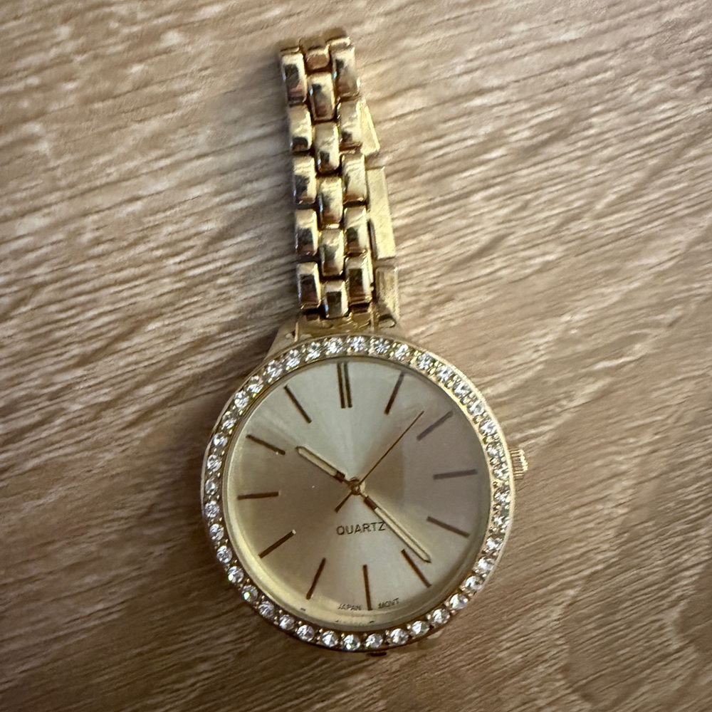 Chico's Gold Watch with Crystal Bezel
